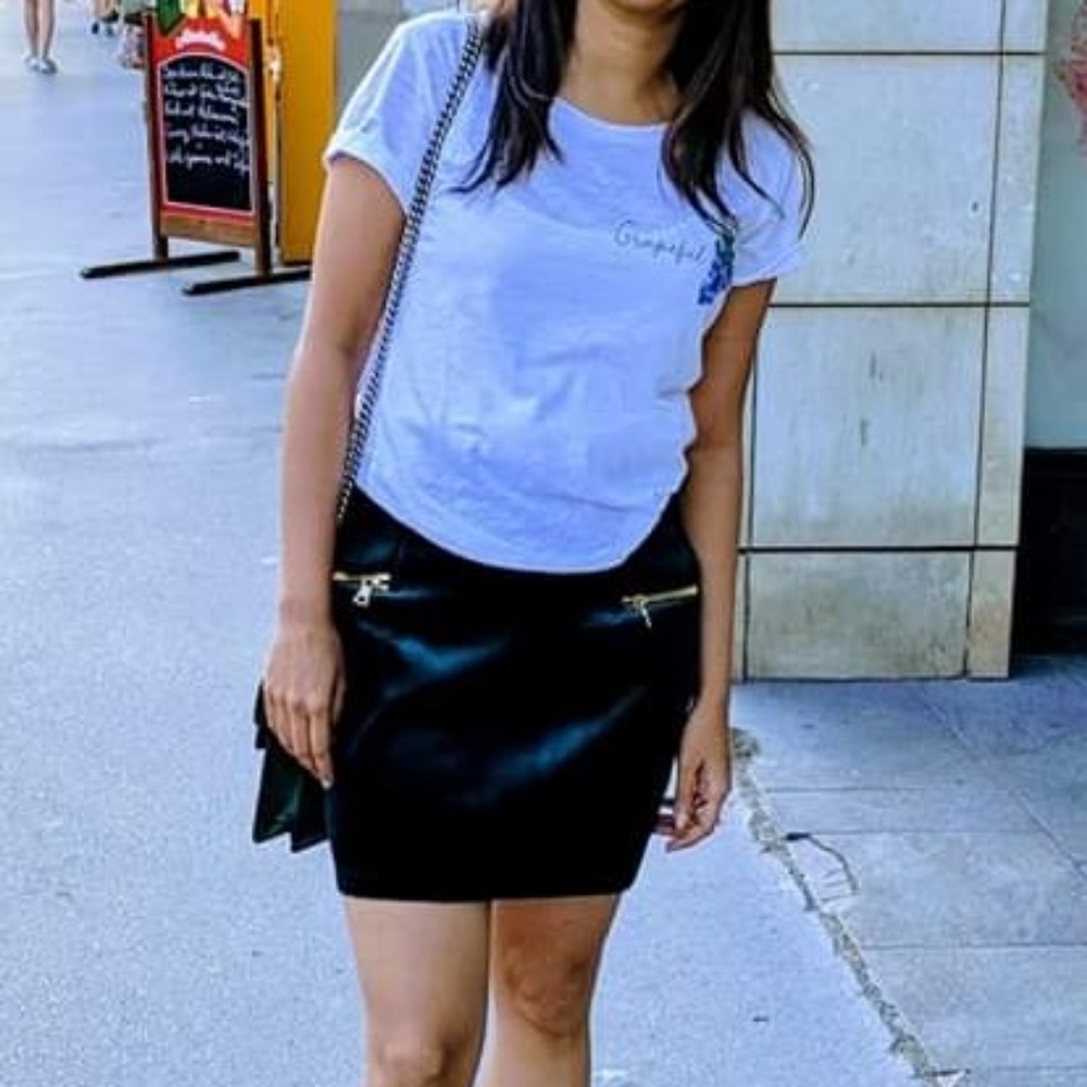 Sandro green velvet skirt
